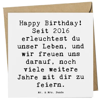 Produktbild von Mr. & Mrs. Panda doppelkarte Spruch 2016 Geburtstag - Weiß - Geschenk, Grußkarte, Alter, Geburtstagsgeschenk, handgefertigte Geschenke, anlasskarte, Spaß, faltkarte