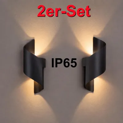 Produktbild von 2pcs - 10W Moderne LED Wandleuchte Schwarz, IP65 Außenwandleuchte Innen & Außen, 3000K Warmweiß, Wasserdicht & Rostfrei, für Flur, Balkon, Garten.