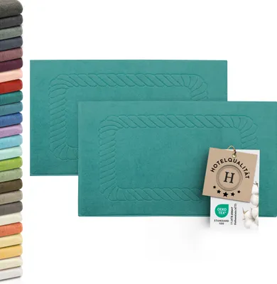 Produktbild von 2er-Set Badematten, Baumwolle, 50x70 cm, 740g/qm, türkis