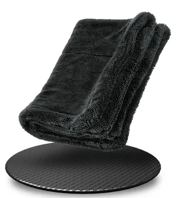 Produktbild von Nuke Guys Gamma Dryer L | Ultra saugstarkes Trockentuch 1400 GSM in Schwarz 40x60cm | Fusselfrei, abgerundete sanfte Fasern, kratzerfrei, groß | Premium Mikrofasertuch für Auto Motorrad Fahrrad