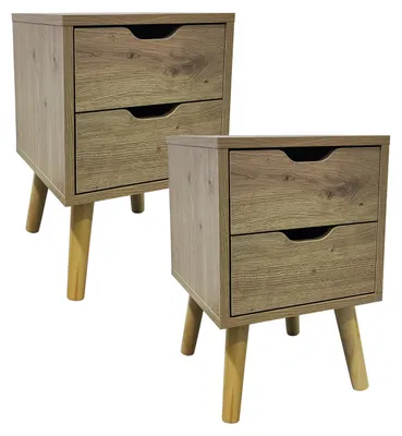 Produktbild von Nachttisch 2 Schubladen 2er-Set Thekla Artisaneiche