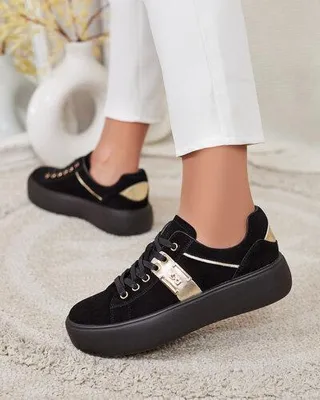 Produktbild von Damen Stoff-Sneakers Naterra Schwarz, leichte Freizeitschuhe, Größe 36