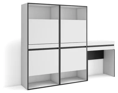 Schuhschrank 190x145x35 cm, 2 Klappen, 2 offene Fächer, Weiß