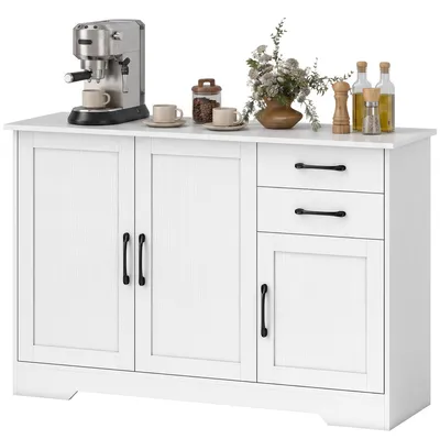 Produktbild von HOMCOM Sideboard mit Soft-Close-Türen, Aufbewahrungsschrank, Weiß