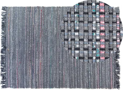 Produktbild von BELIANI Teppich Grau 140 x 200 cm Kurzflor Baumwolle Rechteckig Handgewebt Abstrakt Modern