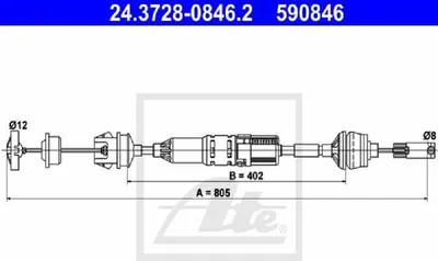 Produktbild von Ate Seilzug, Kupplungsbetätigung  24.3728-0846.2