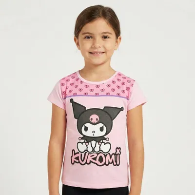 Produktbild von Hello Kitty Kuromi Kinder Mädchen kurzarm T-Shirt Shirt 100% Baumwolle – Rosa / 104