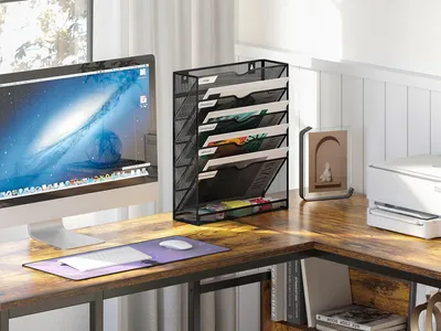 Obrázok produktu pre Nástenný organizér A4, 6 priehradiek, čierna sieťovina, do kancelárie