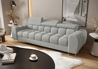 Produktbild von Sofa Designersofa BASTIEN 3-Sitzer in Stoff Aragon Hellgrau