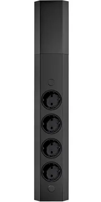Image de Colonne d'énergie ST 3081 en NOIR avec 4 prises Schuko / multiprise / prise d'angle