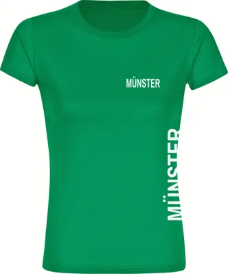 Produktbild von multifanshop Damen T-Shirt - Münster - Brust & Seite, grün, Größe S