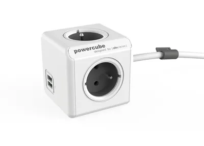 Obrázek produktu pro POWERCUBE Síťový kabel 230V prodlužovací CEE7 (vidlice) - POWERCUBE 1.5m EXTENDED USB šedý