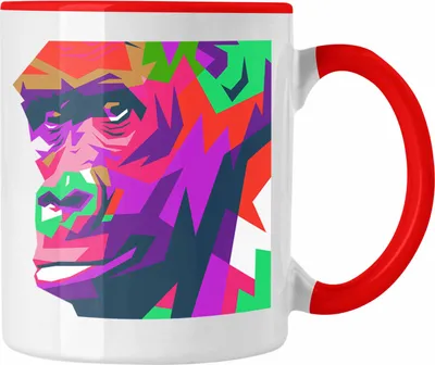 Produktbild von Trendation - Chimpanse Tasse Geschenk Polygon Grafik Lustig (Rot)