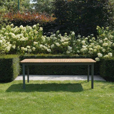 Image de Table de jardin PIANA en teck massif et aluminium 6/8 places  anthracite