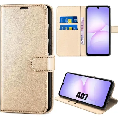 Image de Coque pour Samsung Galaxy A07, Protection Intégrale Antichoc Anti-Rayures Cuir Synthétique - Doré