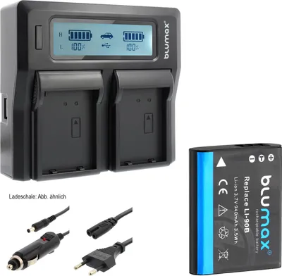 Produktbild von 1x Akku + Lader für Olympus Li-90B  Li92b  TG-3, TG-4, TG-5, TG-6  940 mAh
