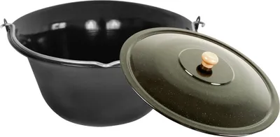 Produktbild von Grillplanet® Gulaschkessel Set 22 Liter ungarischer Gulaschkessel (blau-schwarz) mit Deckel 9167