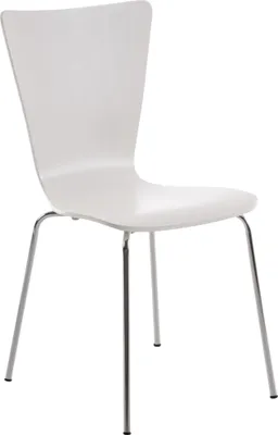 Produktbild von CLP Besucherstuhl Aaron mit ergonomisch geformten Holzsitz und Metallgestell weiß