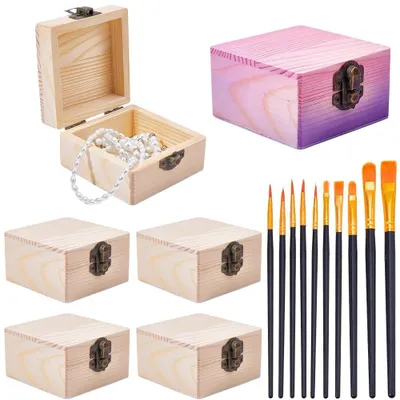Immagine prodotto di Elzusha - Set di 6 piccole scatole di legno per riporre pennelli