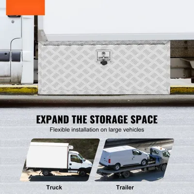 Zdjęcie produktu dla Skrzynia podwoziowa 914 x 610 x 610 mm - Aluminiowa skrzynia diamentowa Pickup z zamkiem i kluczami - Wodoodporna skrzynia przyczepy z uchwytem w kształcie litery T