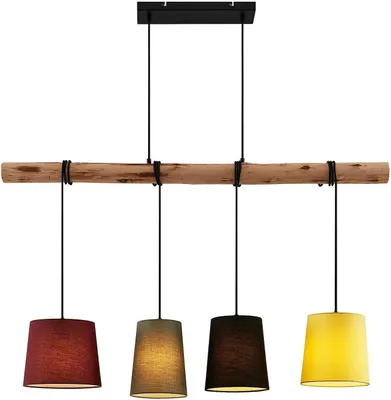 Produktbild von Lindby Hängeleuchte Moskau , bunt, Textil, Holz, E27, 116 cm