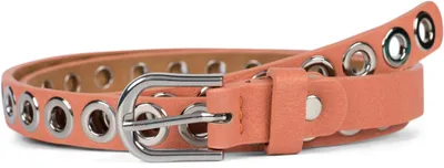Produktbild von styleBREAKER Damen schmaler Gürtel mit Lochnieten und einfarbiger matter Oberfläche, Vintage Style, kürzbar 03010109
