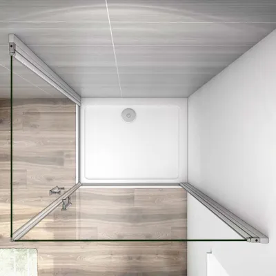 Produktbild von 100x100cm 185cm ESG Drehtür Eckeinstieg Pendeltür&Schwenktür Duschkabine