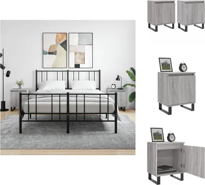 Image de vidaXL Tables de nuit 2 pcs. Gris Sonoma 40x30x50 cm Bois composite - Tables de chevet