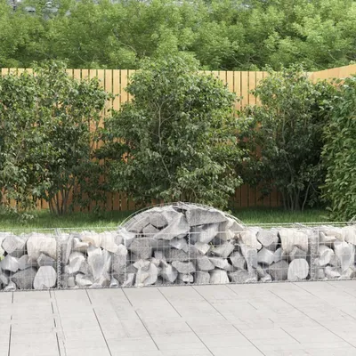 Produktbild von The Living Store Gabionen mit Hochbogen 13 Stk. 200x50x40/60 cm Verzinktes Eisen