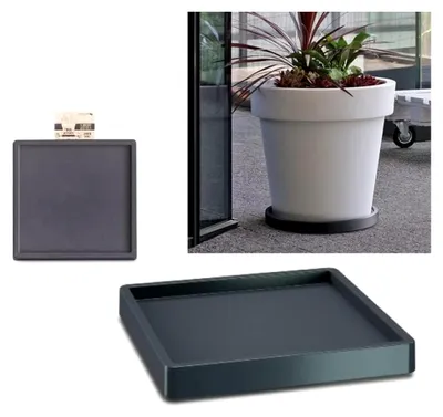Produktbild von Pflanzenroller mit Rand für Blumenkübel (Quadrat 450, Anthrazit)