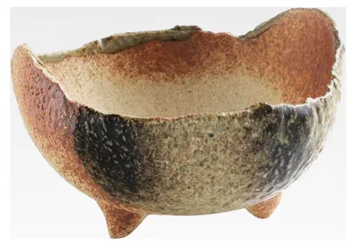 Produktbild von Banko Serie Bonsai Schale, japanisch, handgefertigt, rustikal, halbmondförmig, 12 cm, hergestellt in Japan, dekorative Blumenvase, unglasierte Zimmerpflanzenschale – Sandgrün
