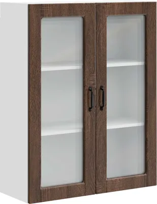 Obrázek produktu pro Nástěnná skleněná skříň PORTO Hnědý dub 80 x 31 x 100 cm