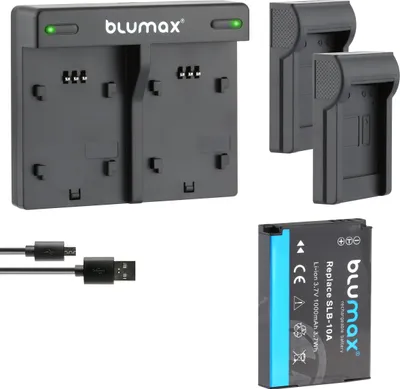 Produktbild von 1x Akku + Lader für Samsung SLB-10A WB550,  WB690,  WB710, WB750 1000 mAh