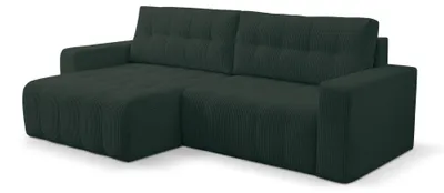 Produktbild von Selsey Maillo – Ecksofa mit Schlaffunktion & Bettkasten, Cord, Universal, Dunkelgrün