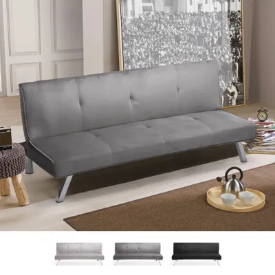 Produktbild von 3-Sitzer Schlafsofa Design clic clac Liegesessel Samtstoff Explicitus - Dunkel Grau
