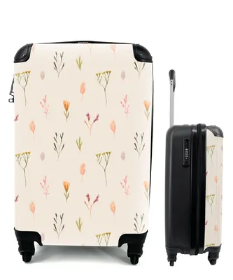 Produktbild von MuchoWow® Koffer Handgepäck Trolley Rollkoffer Kleine Reisekoffer mit 4 Rollen - Vintage - Pflanzen - Pastell - Cabin Size < 55x40x23 cm & 55x40x20 cm - Fotokoffer - Kabinenkoffer - Boardgepäck - Reise-Box - Reisekoffer - Reisegepäck - Koffer mit Bild - Trolley für Kinder