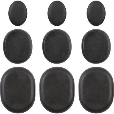 Productafbeelding van 9 Stuks Hot Stone Massageset, Warme Massagestenen van Basalt Set