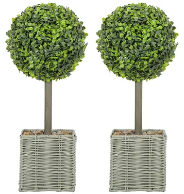 Immagine prodotto di Sfere decorative in bosso artificiale - Set da 2 - 50 cm - Piante da interno/esterno - Materiale: polietilene (PE) - Adatte per l'uso esterno - Aspetto naturale