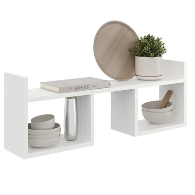 Produktbild von Wandregal Weiß 90 cm – Hängeregal mit offenen Fächern – Regal modern für Wohnzimmer, Kinderzimmer, Küche oder Büro – 3 Ablageflächen