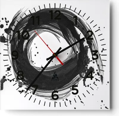 Produktbild von Wanduhr - Quadrat - Glasuhr - Abstraktion Rad Aquarell - 40x40cm - Schleichendes Uhrwerk - Lautlos - zum Aufhängen bereit - Dekoration Modern - Wanddekoration aus Glas - C4AC40x40-4371