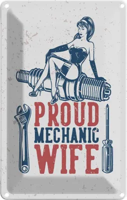 Produktbild von vianmo Blechschild 30x20 cm Pinup Proud mechanic wife