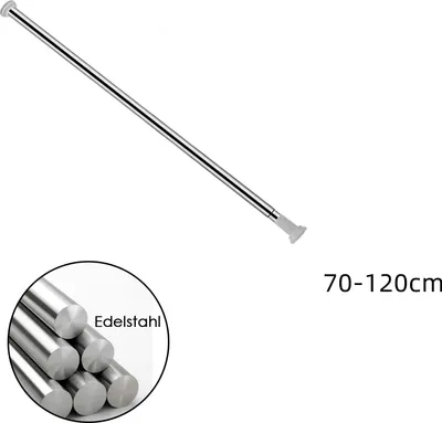 Image de Bettizia Barre télescopique en acier inoxydable sans percer, Barre de rideau de douche Barre de serrage Barre de rideau 70-120cm