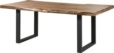 Image de MASSIVMOEBEL24 | Table à manger 180x90 en bois de manguier laqué naturel pieds en U anthracite mat FREEFORM 5