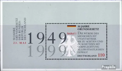 Produktbild von Briefmarken BRD (BR.Deutschland) 1999 Mi Block48 (kompl.Ausg.) Ersttagssonderstempel gestempelt 50J. Grundgesetz