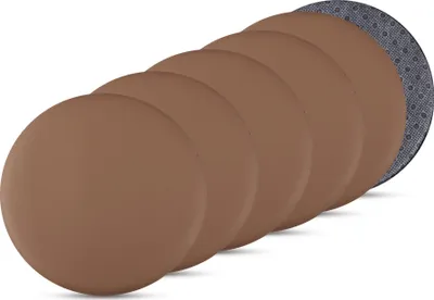 Produktbild von Bestlivings 6er Pack Stuhlkissen braun ⌀ 38 cm Kunstleder mit Anti-Rutsch, Sitzauflage für Zuhause, Büro und Garten, ideal für Komfort und Stil
