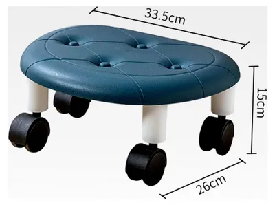 Produktbild von Niedriger Rollhocker, 33,5 x 15 x 26 cm, 360° drehbar, flexible Sitzfläche mit Rollen, beweglicher Universal Rollhocker für Zuhause, Babyzimmer, Büro, Fitness (Blau)