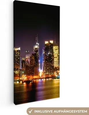 Obrázek produktu pro OneMillionCanvasses® - Plátno - New York - Manhattan - Panorama, nástěnný obraz, nástěnné dekorace obrazy obývací pokoj, 40x80cm