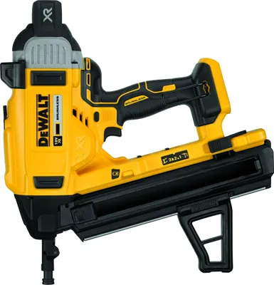 Produktbild von DeWalt Nagler DCN890N-XJ für Beton & Baustahl, Gelb/Schwarz, L415 B100 H390mm. Bürstenlos, Schwungrad, 3-Stufen-Einschlagenergie, Kontaktauslösung, abnehmb. Magazin, werkzeugl. Schusskanal-Lösung, Gürtelhaken. Nagellänge 13-57mm, Ø 2.6-3.7mm, Magazin 30 Nägel, Temp. -20 bis 50°C. Für 18/54V XR FLEXVOLT (ohne Akku/Ladegerät). Hohe Schussfolge, geringer Verschleiß, wartungsarm.