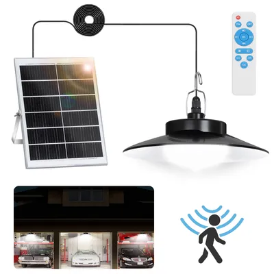 Produktbild von LED Solarlampe Bewegungsmelder Außen Pendelleuchte IP65 Wasserdicht Gartenleuchte Dimmbar 5 Modi mit Fernbedienung, Kaltweiß, 1 Lampe