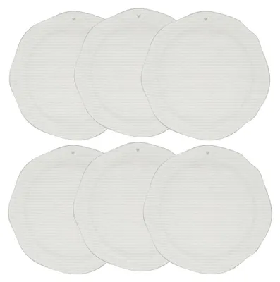 Produktbild von 6er Set Speiseteller HEART STRIPES mit grauen Streifen 27cm Bastion Collections